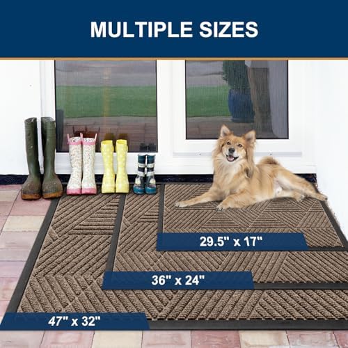 Smiry Front Door Mat Outside Entrance, Low Profile Rubber Doormat, 47x17 - Image 2