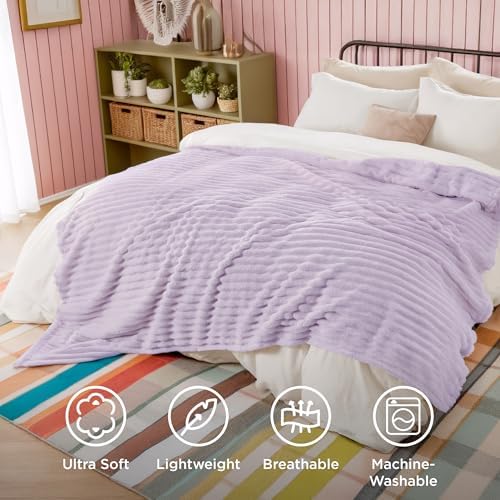 Bedsure Soft Queen Size Blanket for Bed Lavender Fog 90"x90" - Image 5