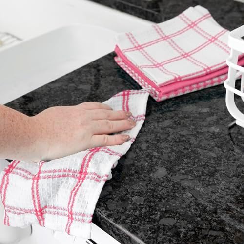 T-Fal Premium Waffle Dish Cloths: Highly Absorbent, Super Soft Long Lasting - 100% Cotton, 12"x13" Towel for Cleaning & Drying, (12-Pack), Pink - Image 3