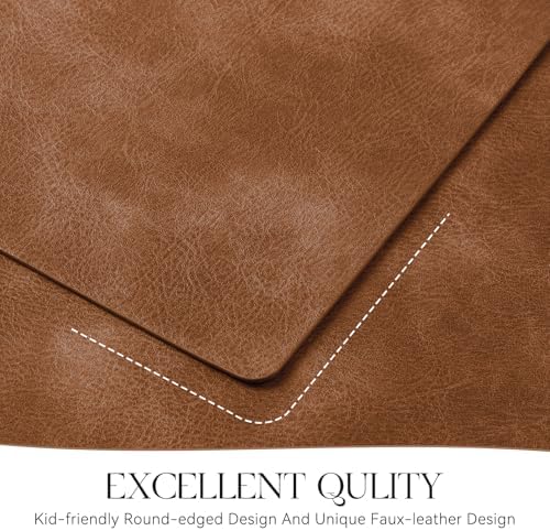 MOSAYT Vinyl Faux Leather Placemats, Set of 8, Reddish Brown - Image 5
