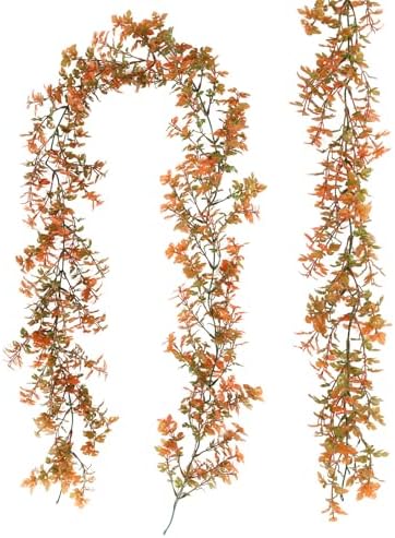 RECUTMS 2P Fall Garland Vines Artificial Plastic Mini Monstera Leaves 5.9Ft by RECUTMS