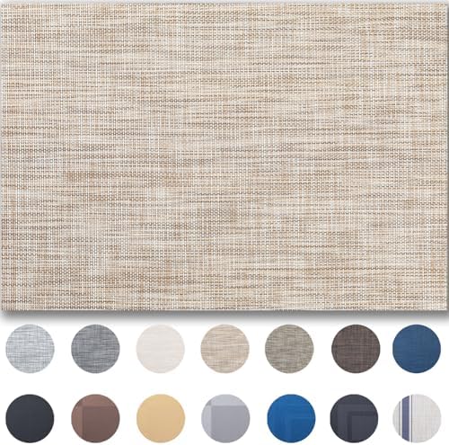 Placemats Set of 6 - Easy Clean Woven Vinyl Placemats for Dining Table, Indoor/Outdoor Place Mats, Washable PVC Table Mats（Caramel） by Unknown
