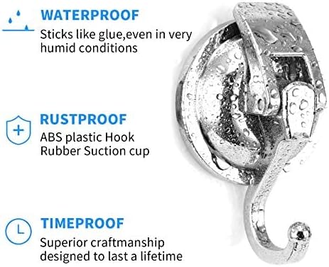 Wreath Hanger, 6 Pack, Silver-Plated Polished Suction Hooks for Window Glass Kitchen Bathroom, Reusable Without Punching for Towel Loofah Robe Coat Wreath Decor, ABS Plastic - Image 4