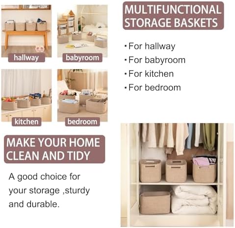 OIAHOMY 4 Pack Storage Baskets for Organizing 15L Cube Storage Bins Brown - Image 6