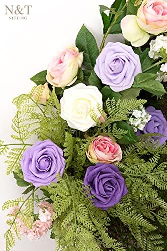 N&T NIETING Artificial Flowers 50Pcs Real Touch Fake Foam Rose Purple Flowers with Stems Lavender for DIY Wedding Bridesmaid Bridal Bouquets Centerpieces Party Home Decoration(Series Purple) - Image 6