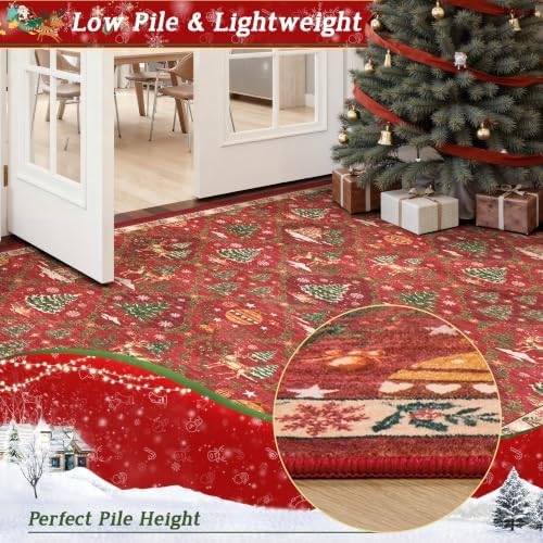 Madane Washable Christmas Runner Rug 2x6 - Red Rug Runners for Hallways - Image 6