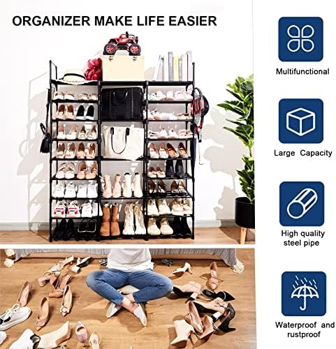 Mavivegue 9-Tier Metal Shoe Rack - Holds 50-55 Pairs, Tall Storage Shelf for Shoes, Boots, Entryway, Closet, Garage - Image 6