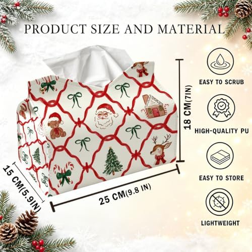 UTELKA Christmas Tissue Box Cover Rectangle, Santa Tissue Holder for Desk - Image 6