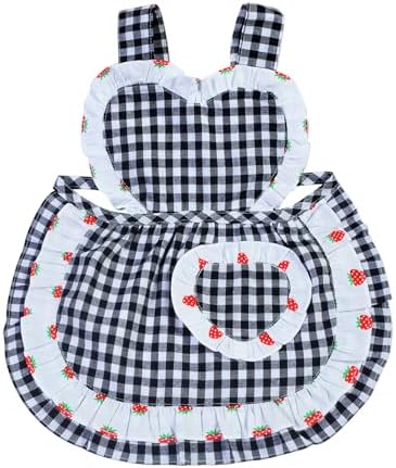 Love Potato Kids Aprons for Girls - Cute Gingham Apron with Pocket - Toddler Girl's Apron for Ages 1-3 Years by LovePotato