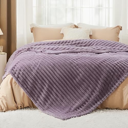 Bedsure Soft Queen Size Blanket for Bed Light Purple 90"x90" - Image 2