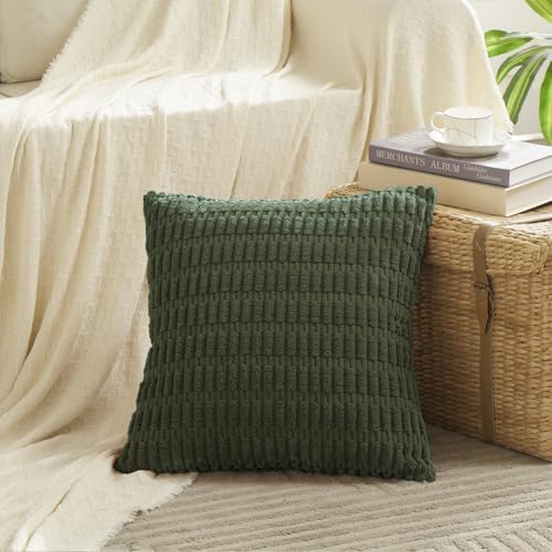 Fancy Homi 4 Packs Decorative Throw Pillow Covers for Living Room Couch Bed, Modern Farmhouse Boho Home Décor Accent Cushion Case, 20" x 20", Olive Green - Image 2