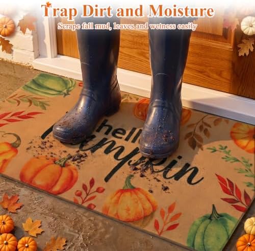 Ileading Fall Door Mat 24"x36", Non Slip No Shedding Faux Coir Mat Porch - Image 3