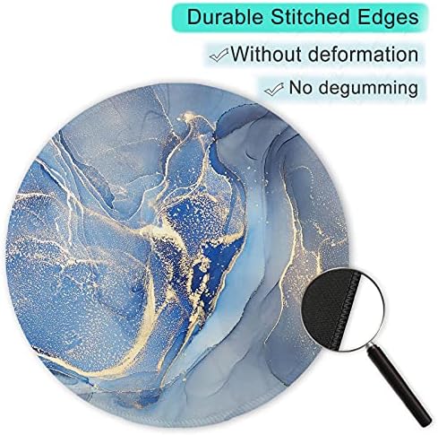 ITNRSIIET Round Mouse Pad with Stitched Edge Premium-Textured Waterproof Non-Slip Rubber Base Desktop Protection Mat Diameter 8.7 inches, Blue Marble Texture - Image 5