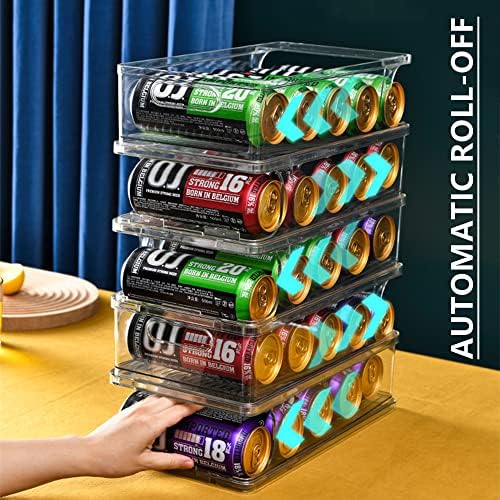 Xicennego Large Stackable Soda Can Organizer for Refrigerator, Fridge Can Organizer Dispenser for Tall Cans of 500ml/17oz, Beverage Can Holder for Refrigerator, Pantry, Cupboard - Image 3