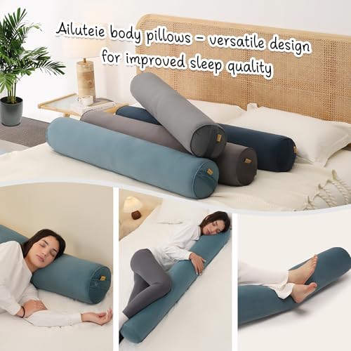 Body Pillow for Adults,Long Round Pillow,Big Cylindrical Pillow,Large Full Bolster Pillows for Side Sleepers (Slate Blue, 39.37"*7.87") - Image 6