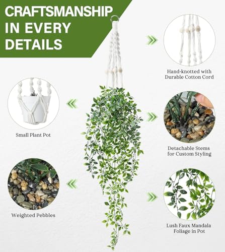 35.4" Fake Artificial Hanging Plant, Faux Mandala Ivy Vines Indoor - Image 2