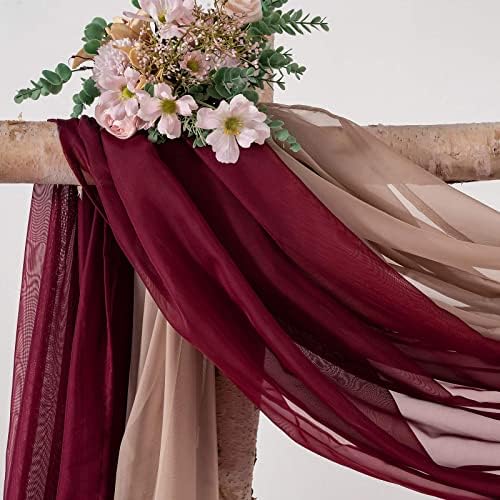 MIULEE Christmas Sheer Window Scarf Valance 54"x216" Maroon Red One Panel - Image 3