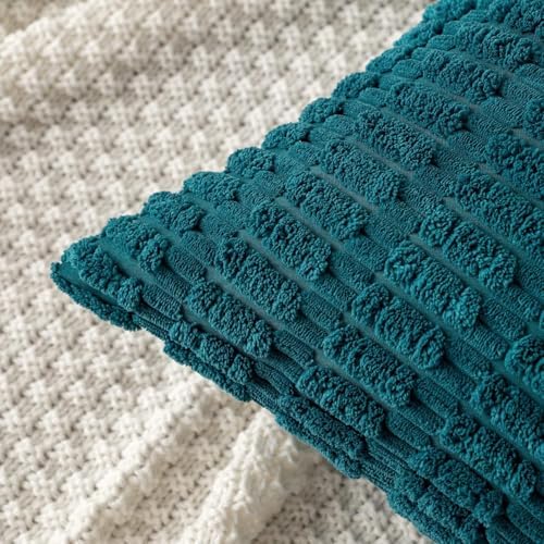 MIULEE Corduroy Decorative Throw Pillow Covers 20x20 Teal Pack of 2 - Image 6