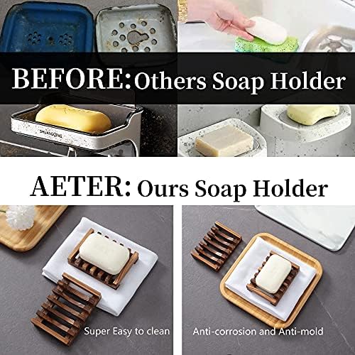 Wooden Soap Dish for Shower,Set of 3,Self Draining Bar Holder for Bathroom, Soap Saver Tray Soap Stand for Homemade Soap, Vowupt - Image 4