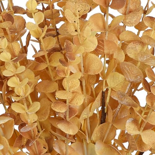 GnFlus 5 Pcs Artificial Eucalyptus Stems Fall Eucalyptus Leaves Autumn Leaf Branches Fall Decorations with Foam Fall Leaves for Home Floral Arrangement Autumn Festival Thanksgiving Decor Yellow - Image 4