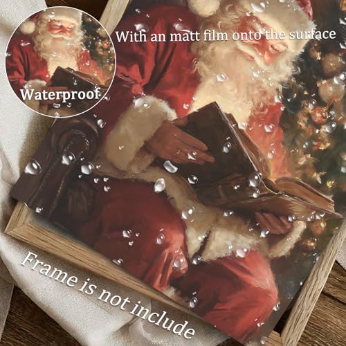 uniro Vintage Santa Claus Print Retro Neutral Christmas Claus Reading Wall Art Antique Xmas Aesthetic Poster for Room Decor Winter Moody Holiday Wall Decor for Bedroom, Living Room, Gallery, winter Room Decor, Holiday Decoration Gifts -8x10 Unframed - Image 4