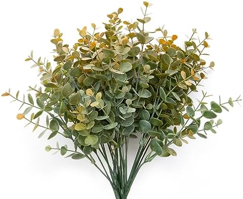 5Pcs Artificial Eucalyptus Stems，Artificial Greenery Fake Dust Frosted Eucalyptus Branches Leaves，Fake Plants for Decoration(Dusty Orange-13.8 in) by YOOHOTOUCH