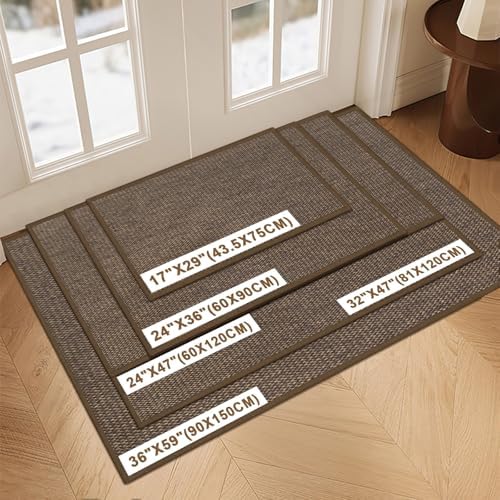 LEKEEPGO Door Mat 24"x47", Non Slip Washable Indoor Door Mat, Brown - Image 2