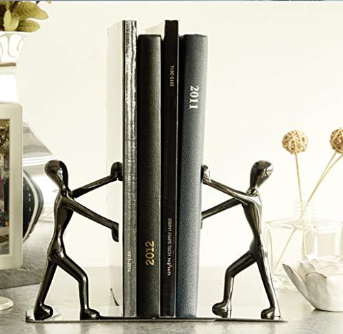 Fasmov Heavy Duty Stainless Steel Man Bookends Nonskid Bookends Art Bookend,1 Pair (Black) - Image 2