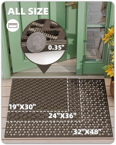 Color&Geometry Door Mat Outside Entrance with Drainage, 24"X36" Brown - Image 2