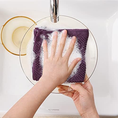 Homaxy 100% Cotton Waffle Weave Kitchen Dish Cloths 6-Pack, Purple - Image 4