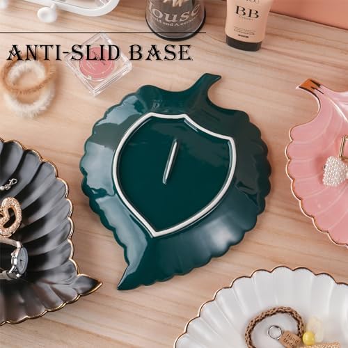 VanEnjoy Candy Dishes Decorative, Key Bowl for Entryway Table, White Ceramic Bowl Decorative, Decorative Bowl for Keys, Leaf Jewelry Plate Tray - Image 5