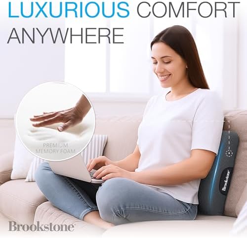 Brookstone - Luxurious Lumbar Support Pillow for Car or Office Chair, Back Cushion with Premium Grade Memory Foam, Breathable and Washable Cover, Adjustable Strap - Image 3