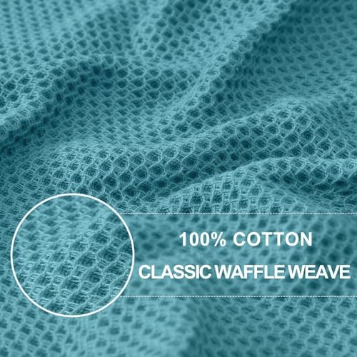 Homaxy 100% Cotton Waffle Weave Kitchen Dish Towels 6-Pack, Lake Blue - Image 2