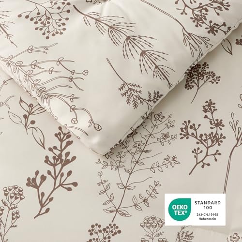 Bedsure Floral Comforter Set Cute Bedding Set King Reversible Beige - Image 5
