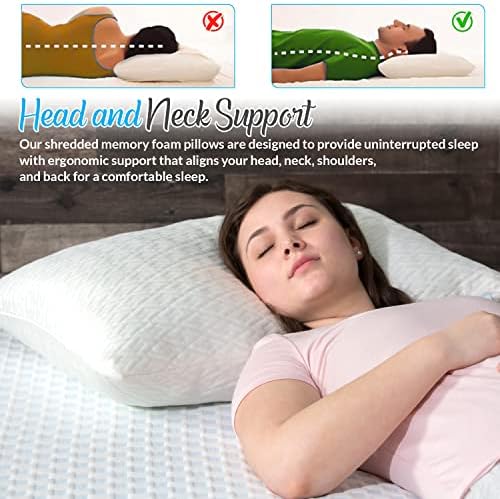 King Size Rayon Derived from Bamboo Pillows, Cooling Shredded Memory Foam Bed Pillow Sets for Side, Back, Stomach Sleepers, Adjustable, Washable Cover, King (Pack of 1) - Image 4