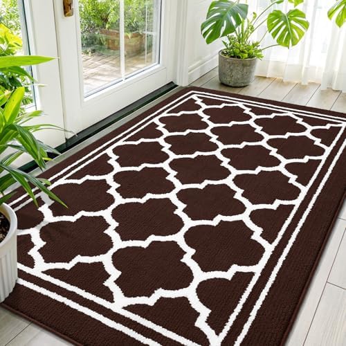 Buganda Indoor Door Mat, Dirt Resistant Doormat, 59x35, Dark Brown by Buganda