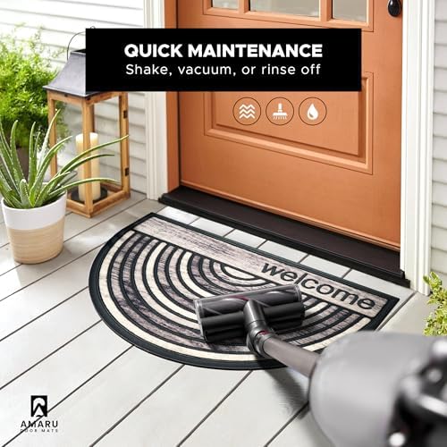 Welcome Mat for Front Door, Non-Slip, Stripes BW, 17x29in - Image 6