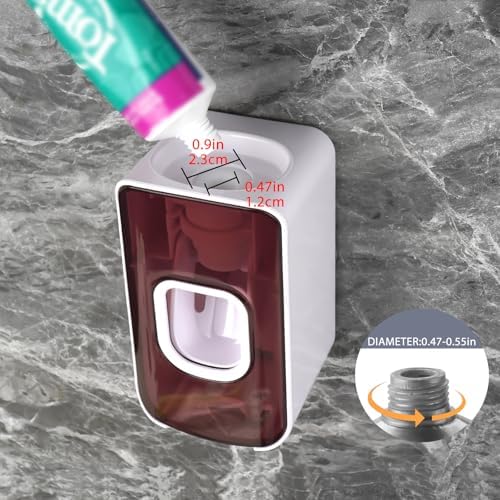 2 Slot Toothbrush Holder and Toothpaste Dispenser Wall Mounted, Automatic Toothpaste Squeezer, 2 in 1 Tooth Brush Toothpaste Organizer for Shower (Red 2Pack) - Image 3