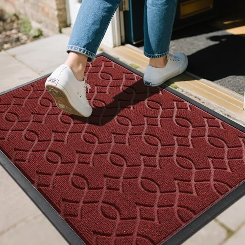 Yimobra Large Door Mat 36x24, All-Season Waterproof Outdoor Doormat, Red by Yimobra