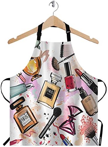 WONDERTIFY Cosmetics Apron,Women Cosmetics Perfume Lipstick Series Bib Apron with Adjustable Neck for Men Women,Suitable for Home Kitchen Cooking Waitress Chef Grill Bistro Baking BBQ Apron - Image 4