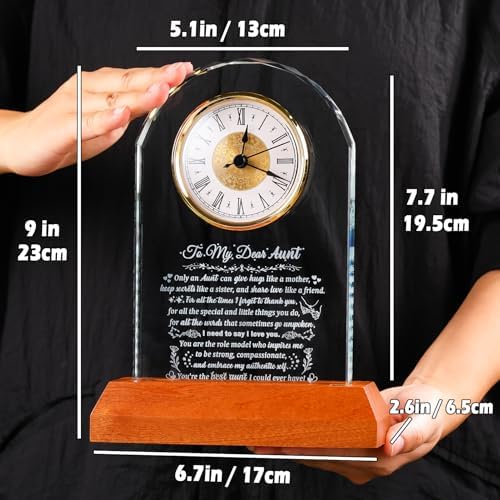 Arikyrist Aunt Gifts from Niece Nephew Glass Clock for Best Auntie - Image 2