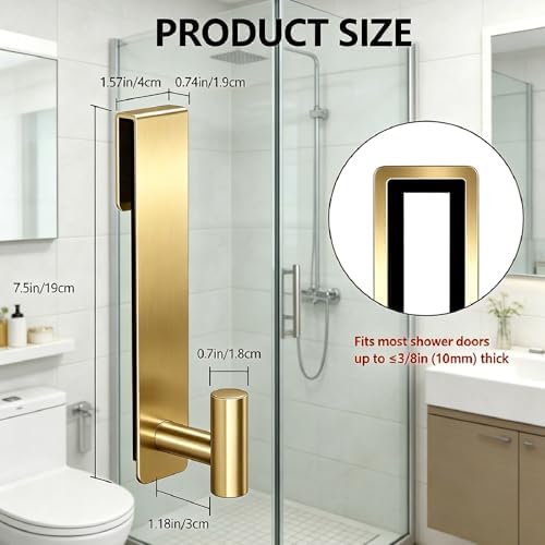 HUFEEOH 2-Pack Over The Door Hooks, Stainless Steel Door Hanger for Towels & Coats, Bathroom Towel Rack Coat Rack, Tool-Free Hooks for Hanging (Gold, Fits 3/8" Thick Door - T Shape 2 Pack) - Image 2