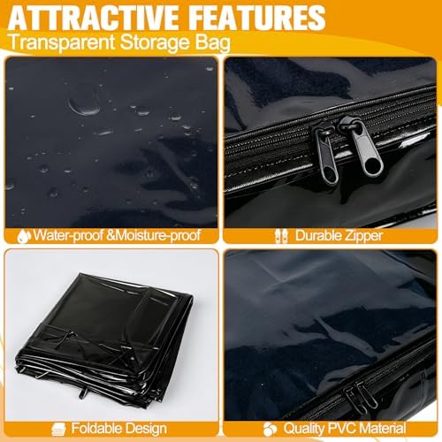 Plastic Storage Bags with Easy-Glide Zipper, Pack of 8, Durable Clear Vinyl Zippered Storage Bags for Clothes Sweaters Comforters Blankets Sheets Bedding (24 x 20 x 11 Inch, Transparent Black) - Image 4