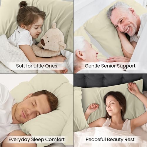 Pillow Covers Standard Set of 12, Soft and Comfy Pillow Cases, Ivory - Image 6