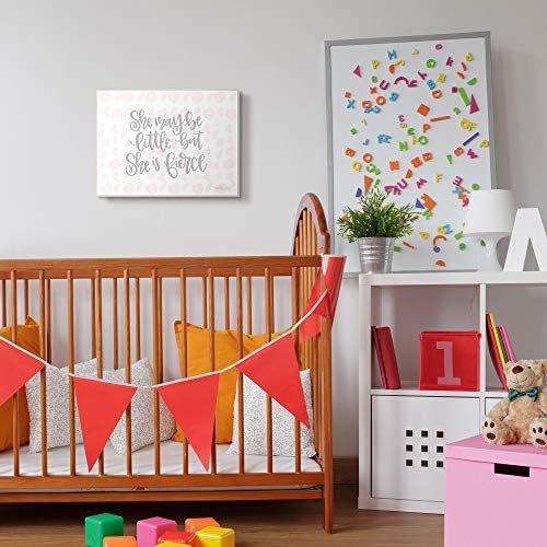 The Kids Room by Stupell She May Be Little But She Is Fierce Pink Watercolor Pattern, 10 x 15, Proudly Made in USA - Image 3