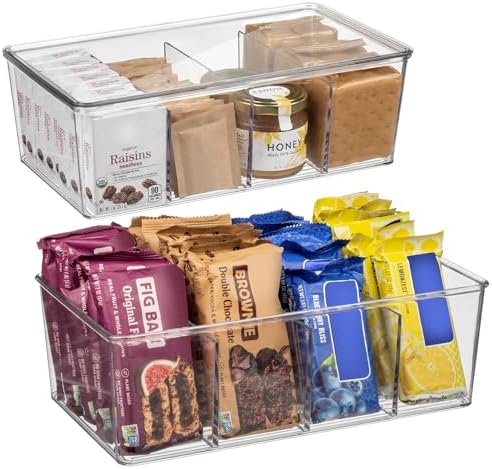 ClearSpace Pantry Organizer Storage Bin with Divider & Lid, 2 Pack by ClearSpace