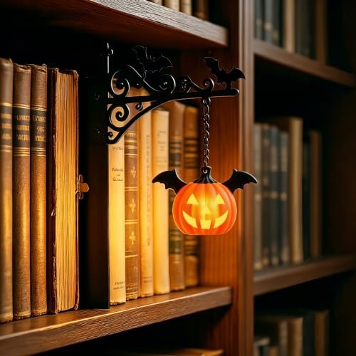 Halloween Lights Mini Lantern for Book Shelf,Pumpkin Hanging Lamp Book Ends by Unknown