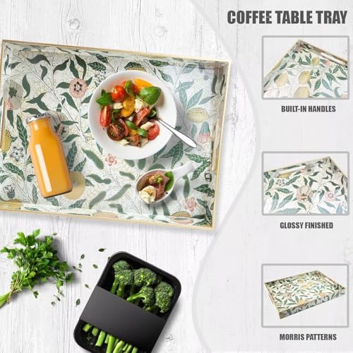 Spsyrine Plastic Serving Tray with Handles for Coffee Table, Lemon - Image 4