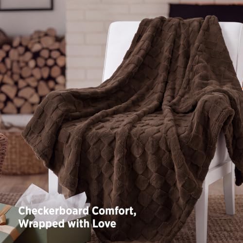 Bedsure Checkered Soft Cozy Fall Throw Blanket for Couch, Brown,50"×60" - Image 5