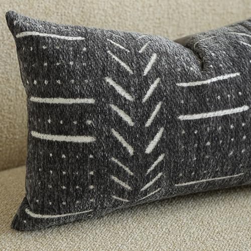 BlissBlush Decorative Lumbar Pillow Covers 12x20 Set of 2, Soft Woven Chenille Accent Pillow Covers for Couch Sofa Bed, Textured Farmhouse Cushion Covers, Charcoal Gray - Image 5